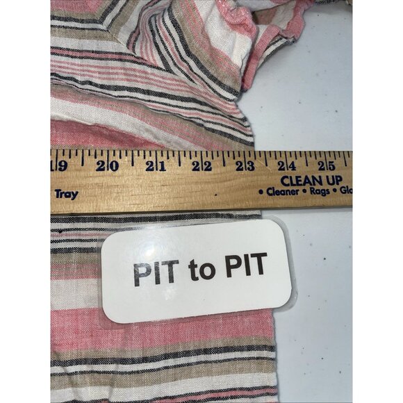 Talbots‎ 100% Linen Pink Stripe Tie Sleeve Coastal Lightweight Top XL Beach - Picture 5 of 8